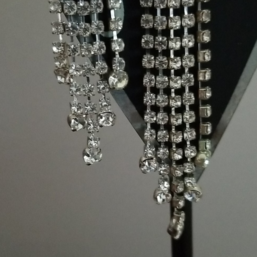 Vieste long dangle  crystal rhinestone earrings